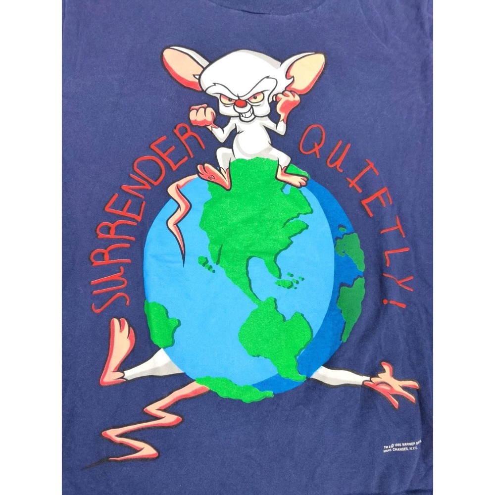 Vintage 1995 Pinky and the Brain T Shirt Warner Bros USA Made Large - Picture 2 of 8